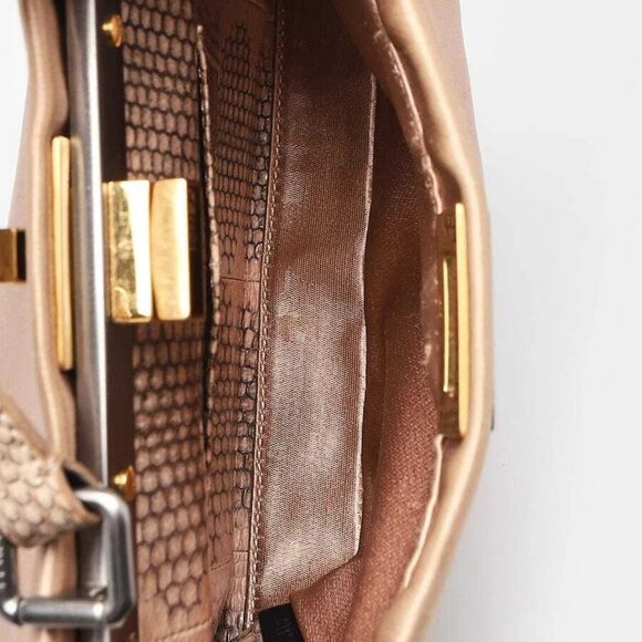 Fendi Beige Satin and Snakeskin Mini Peekaboo Satchel Bag - 8BN227 - Picture 8 of 12
